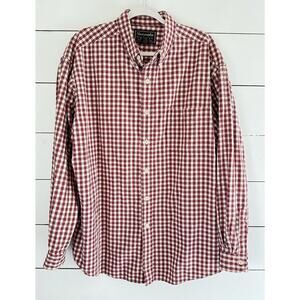 Abercrombie Shirt Mens Large Red Tan Checked Cotton Check